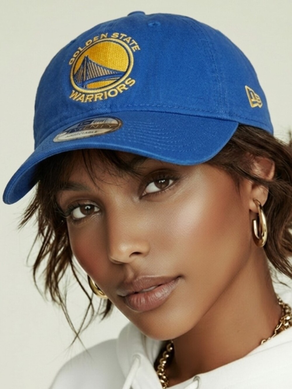 Golden State Warriors Hat New Era 9Twenty Fitted On Court Cap NBA Blue Youth